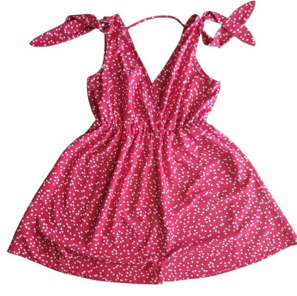 SHEIN Dresses & Skirts - Shein Curve | Plunging Neck Red Dress With Confetti White Hearts